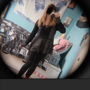 KEREN hart Black and Gray Button-Up Sweater